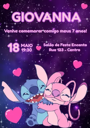 Stitch Birthday Invitation – Static – Convites e Artes Digitais