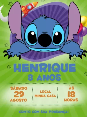 Invitación de cumpleaños Stitch – Estático – Decore Arte
