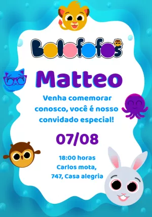 Invitación de cumpleaños Bolofofos – Estático – Tay