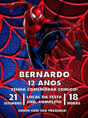 Convite Aniversário Homem Aranha Editável Online