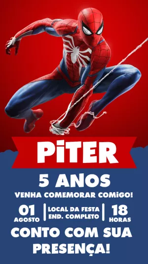 Convite de Aniversário Homem Aranha para Editar Online