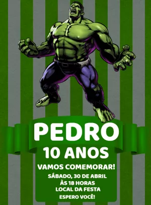 Convite de Aniversário Incrível Hulk para Editar Online
