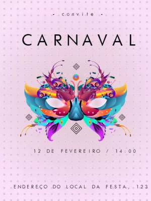 Convite de Carnaval com Máscara Colorida para Editar Online