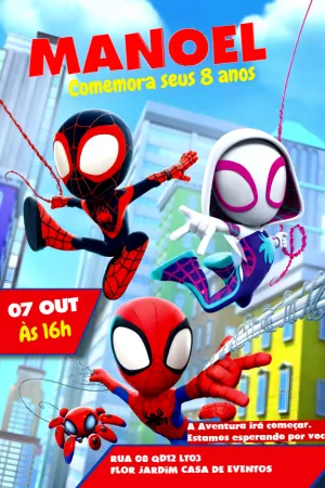 Convite Aniversário Spidey e seus Amigos para Editar Online