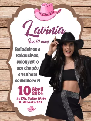 Invito di compleanno Cowgirl – Statico – Querido Convite