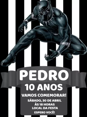 Convite de Aniversário Pantera Negra para Editar Online