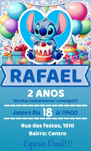 Stitch Birthday Invitation – Static – Crazyume Designer