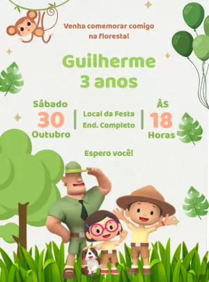Convite Aniversário Guarda da Floresta para Editar Online