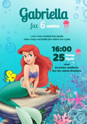 Invito di compleanno La Sirenetta – Statico – Samia designer