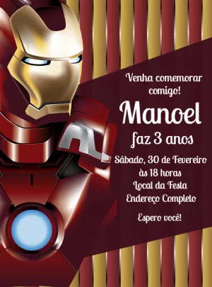 Convite Aniversário Homem de Ferro para Editar Online