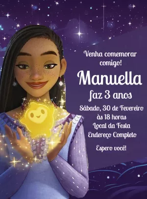 Convite de Aniversário Wish O Filme com Asha para Editar Online