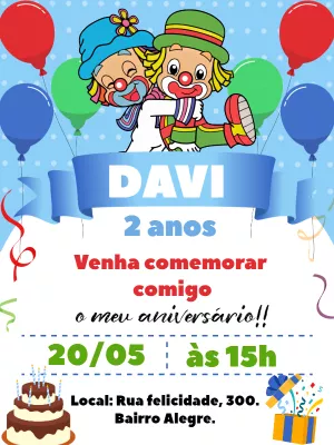 Convite de Aniversário Patati Patatá para Editar Online