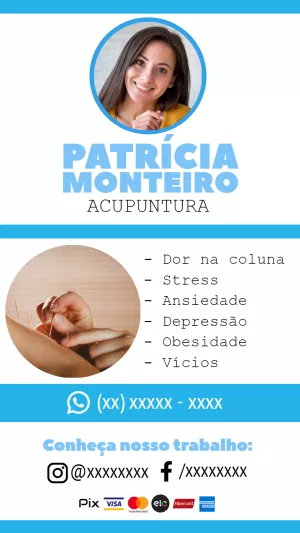 Cartão de Visita Acupuntura Profissional para Editar Online