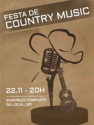 Convite Editável Online para sua Festa Country Music