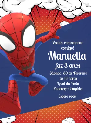 Convite Aniversário Homem Aranha Spidey para Editar Online
