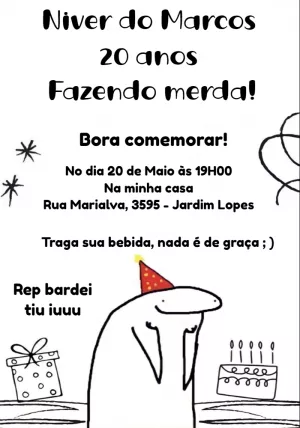 Convite de Aniversário Flork Engraçado para Editar Online