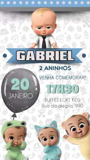 Convite de Aniversário O Poderoso Chefinho para Editar Online