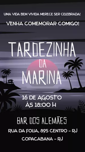 Convite Aniversário Tardezinha na Praia para Editar Online