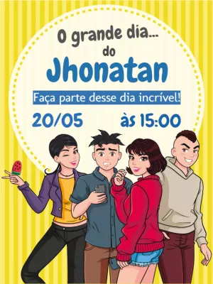 Invitation d'anniversaire Turma da Mônica – Statique – Wolf Designer