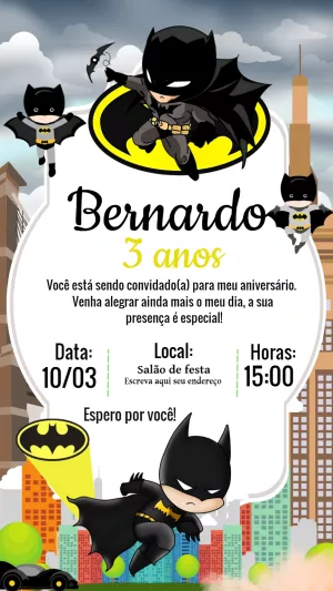 Convite de Aniversário Batman Toy para Editar Online