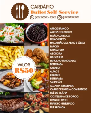 Cardápio de Buffet Self-Service com Fotos para Editar Online