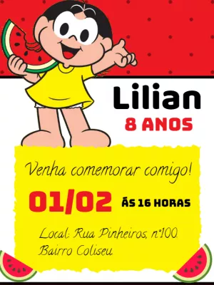 Invitation d'anniversaire Turma da Mônica – Statique – Gley Leobas
