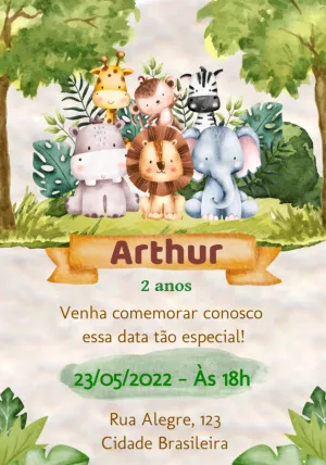 Safari Birthday Invitation – Static – Convites Personalizados