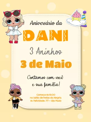Convite de Aniversário Lol Surprise para Editar Online