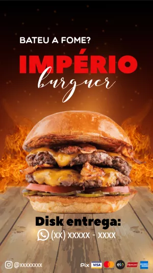 Flyer de Hamburgueria com Foto de Lanche para Editar Online