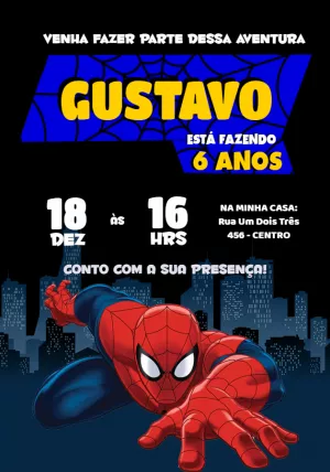 Convite Aniversário Homem Aranha Editável Online