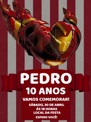 Convite de Aniversário Homem de Ferro para Editar Online