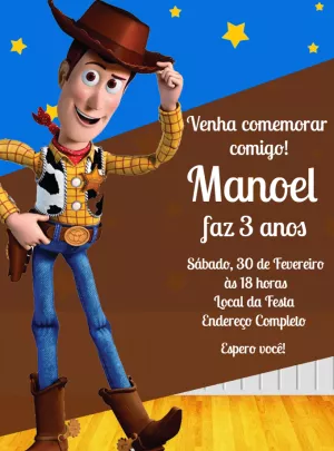 Convite Aniversário Toy Story Woody para Editar Online
