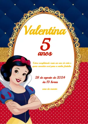 Convite Aniversário Branca de Neve para Editar Online