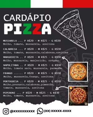 Cardápio de Pizzaria Moderno com Foto para Editar Online