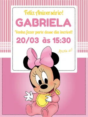 Convite de Aniversário Minnie Baby para Editar Online