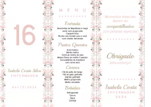 Menu de Formatura Floral Triângulo para Editar Online