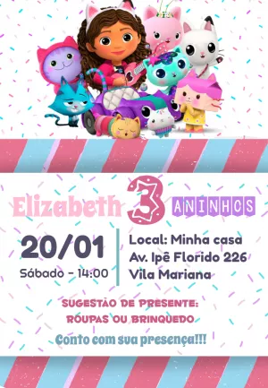 Convite Aniversário A Casa Mágica da Gabby para Editar Online