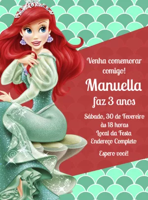 Invitación de cumpleaños La Sirenita – Estático – Decore Arte