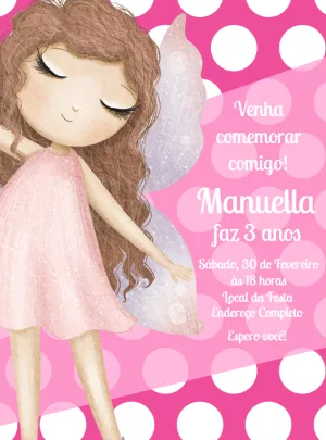 Convite Aniversário Fada Encantada para Editar Online