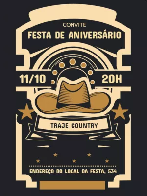 Convite de Aniversário Country para Editar Online