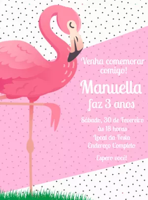Convite Aniversário Flamingo Tropical para Editar Online