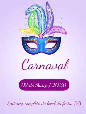 Convite de Carnaval com Máscara Colorida para Editar Online