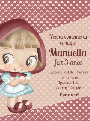 Convite Aniversário Chapeuzinho Vermelho para Editar Online