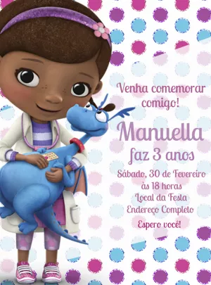 Convite Aniversário Doutora Brinquedos para Editar Online