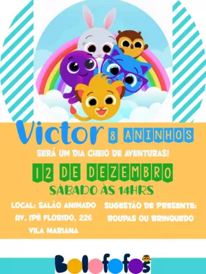 Convite de Aniversário Bolofofos para Editar Online