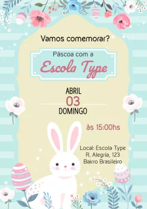 Convite de Páscoa com Coelhinho Fofo para Editar Online
