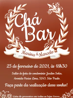 Convite de Chá Bar Floral Rústico para Editar Online