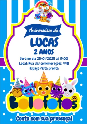 Invitación de cumpleaños Bolofofos – Estático – Crazyume Designer
