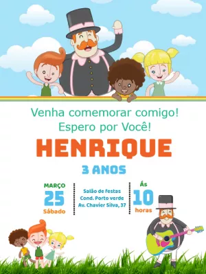 Convite de Aniversário Mundo Bita com Personagens para Editar