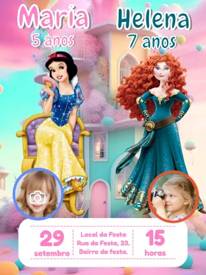 Invitación de cumpleaños Princesas – Estático – Pedro Henrique